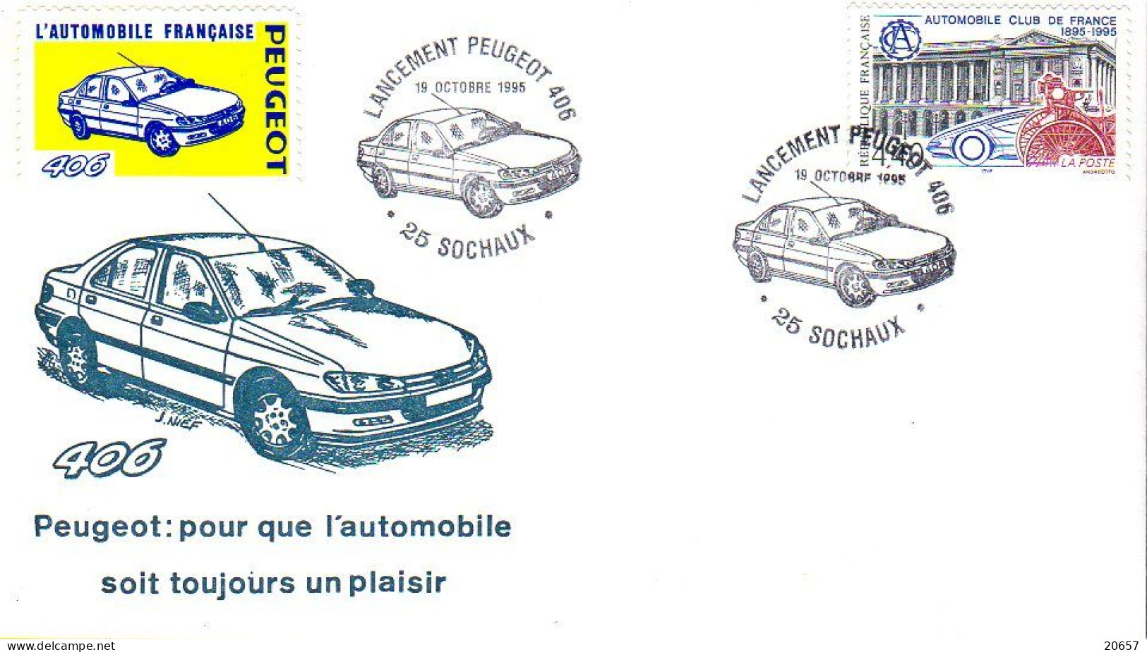 France 1995 Commémoratif Peugeot 406, Automobile Club - Cars