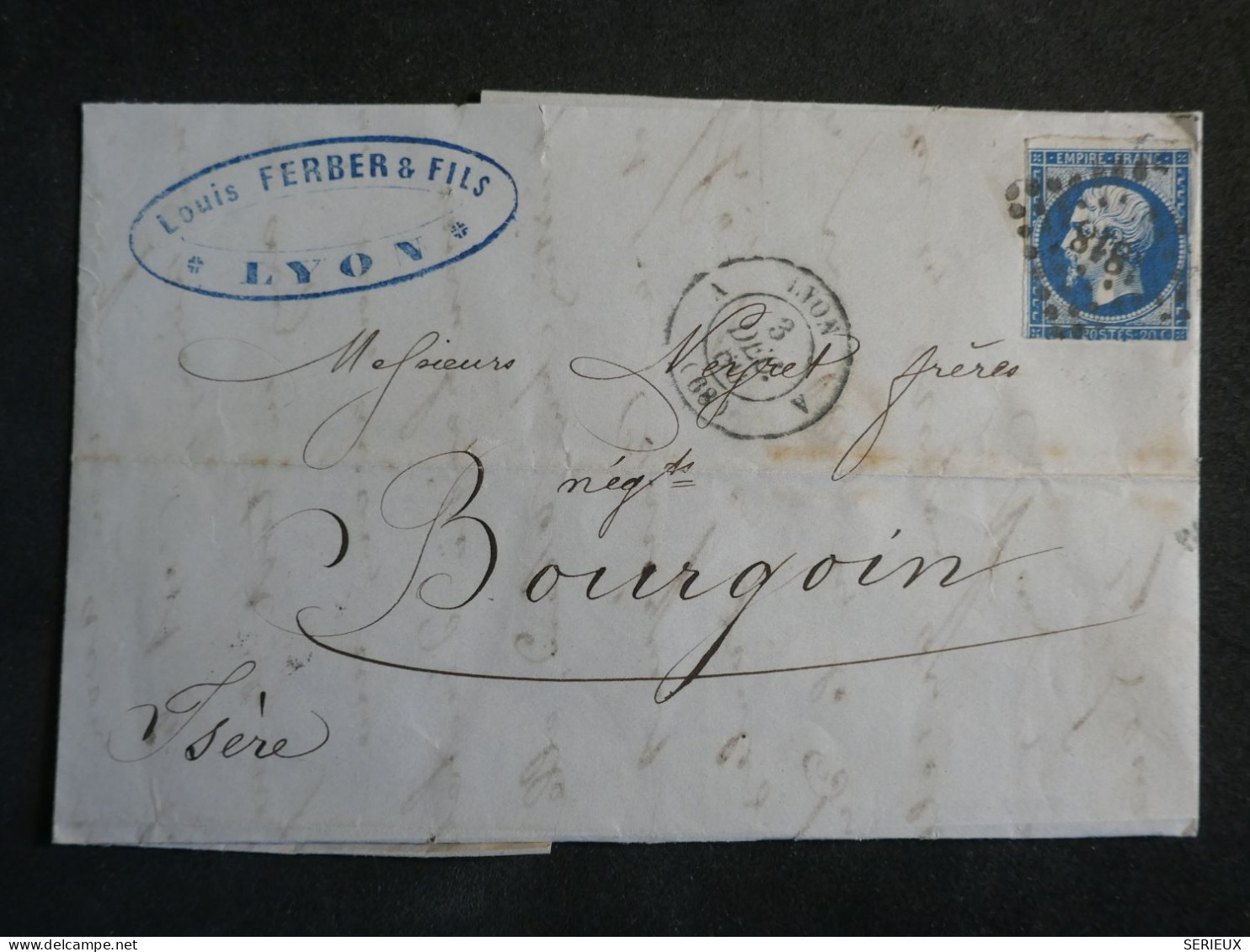 DO11 FRANCE  BELLE LETTRE  1860 LYON A BOURGOIN +N°14 +AFF. INTERESSANT+++ - 1849-1876: Klassieke Periode