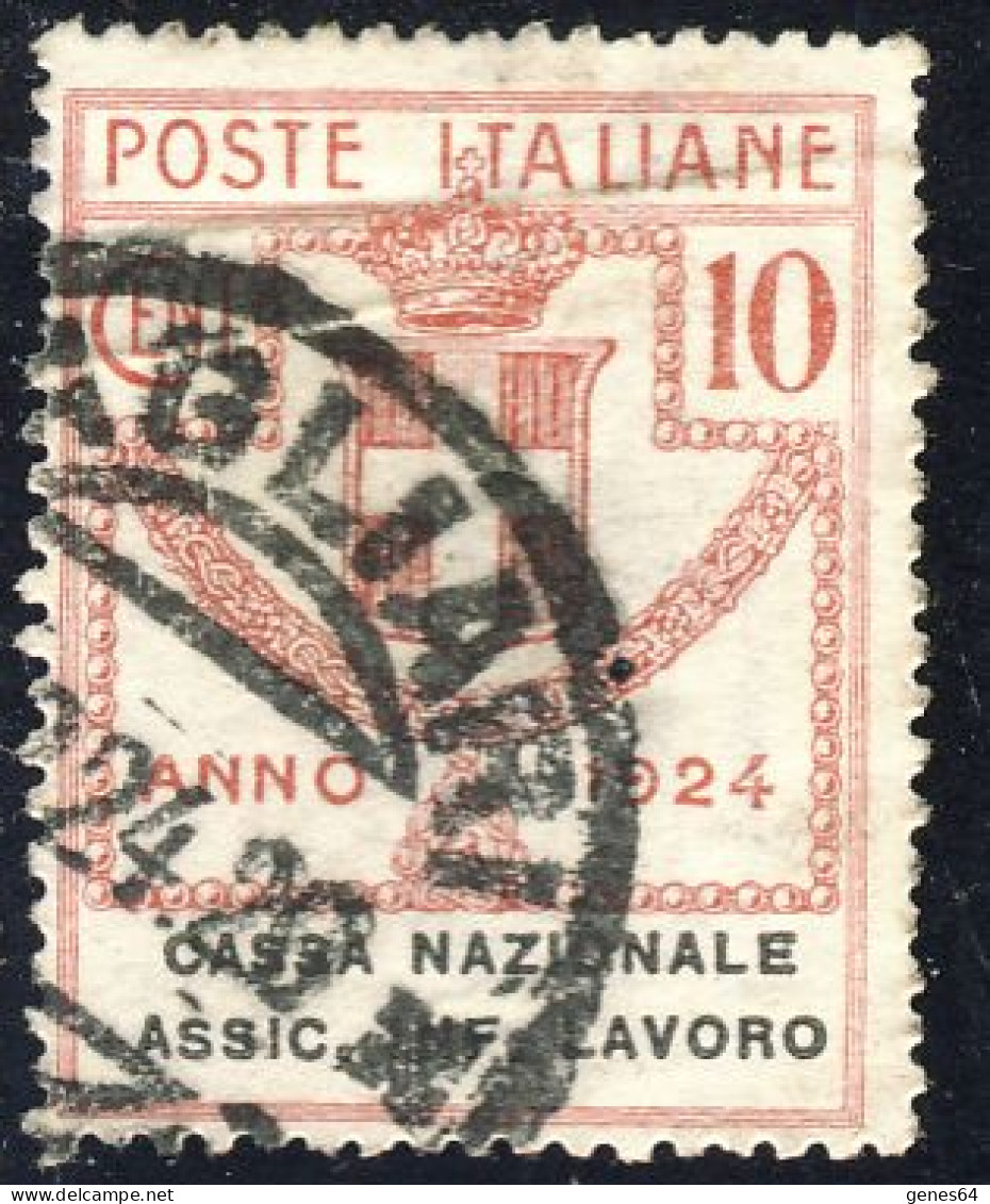 1924 - Enti Parastatali - Cassa Nazionale Assic. Inf. Lavoro - 10 C. Annullato Nel 1924 (Sassone N.18) - Franquicia