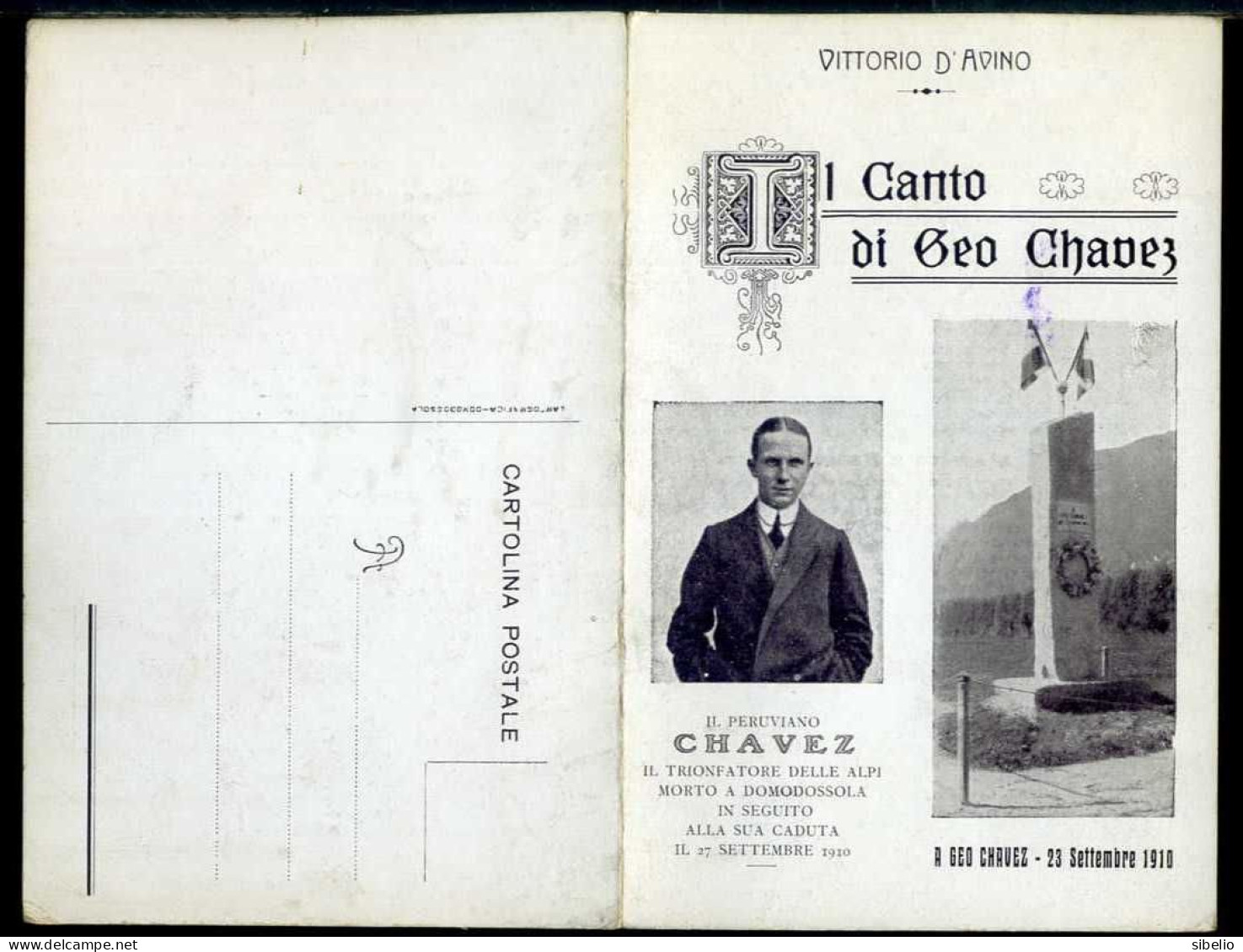 Il Canto Di Geo Chavez - Vittorio D'Avino - Non Viaggiata 1910 Rif. An011 - Aviatori