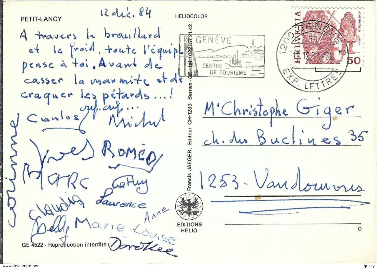 SUISSE Ca.1984: CP Ill. De Genève Pour Vandoeuvres - FDC