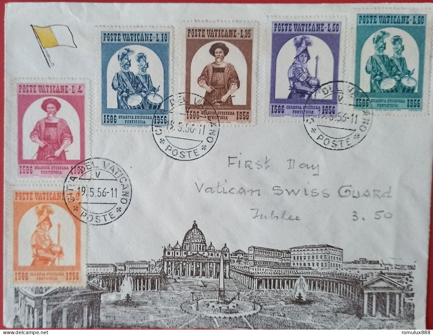 VATICAN - 1956 FDC  - ""Swiss Guard"" - COMPLETE SET-SCARCE - Covers & Documents