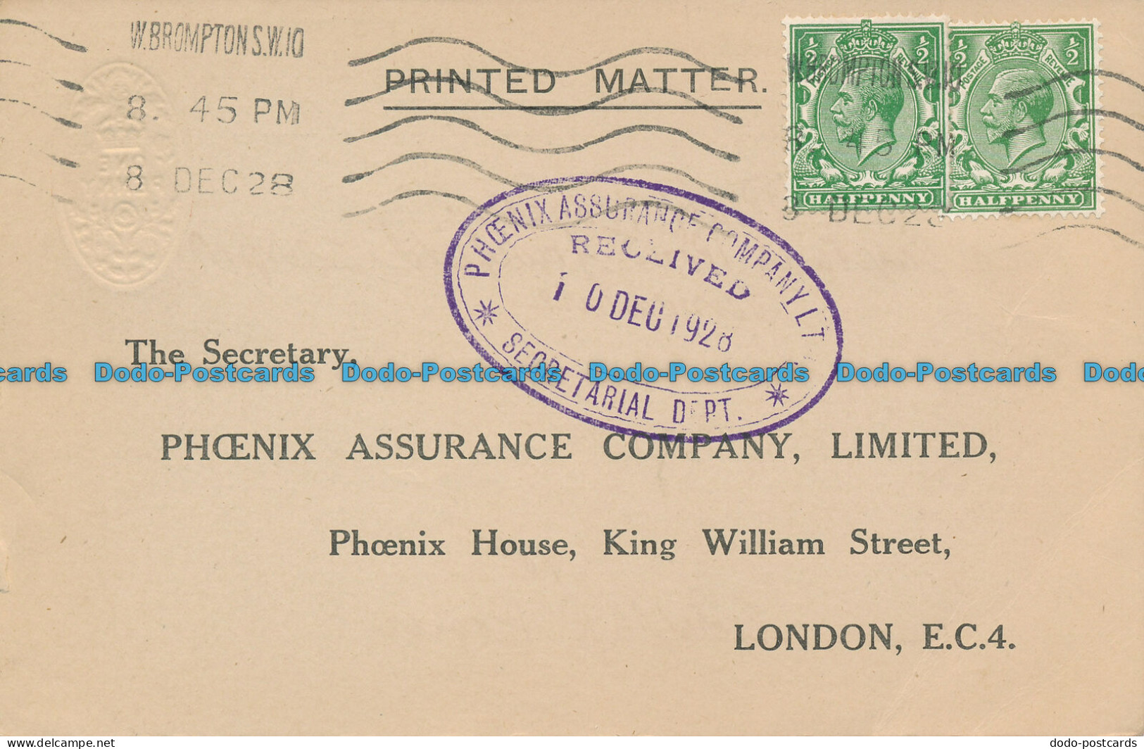R083635 Old Postcard. Phoenix Assurance Company. Limited. 1928 - World