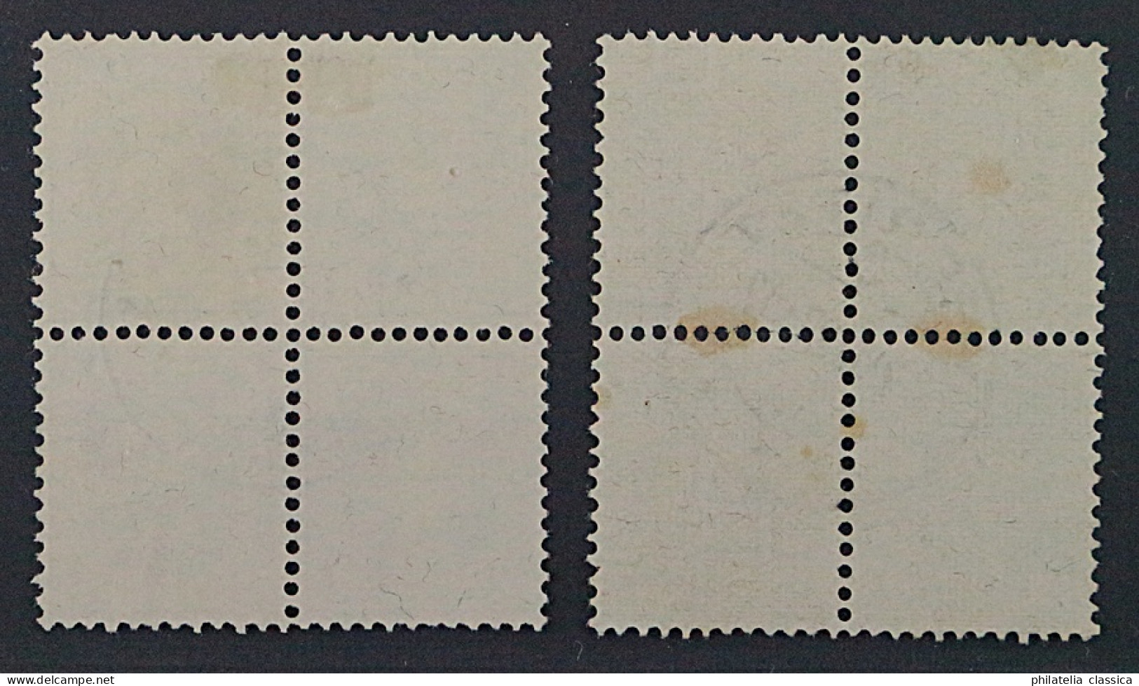 1907, SCHWEIZ 95-96 Tell Im Viererblock (SBK 101-02), Zentr. Stempel, 440,-SFr. - Gebruikt