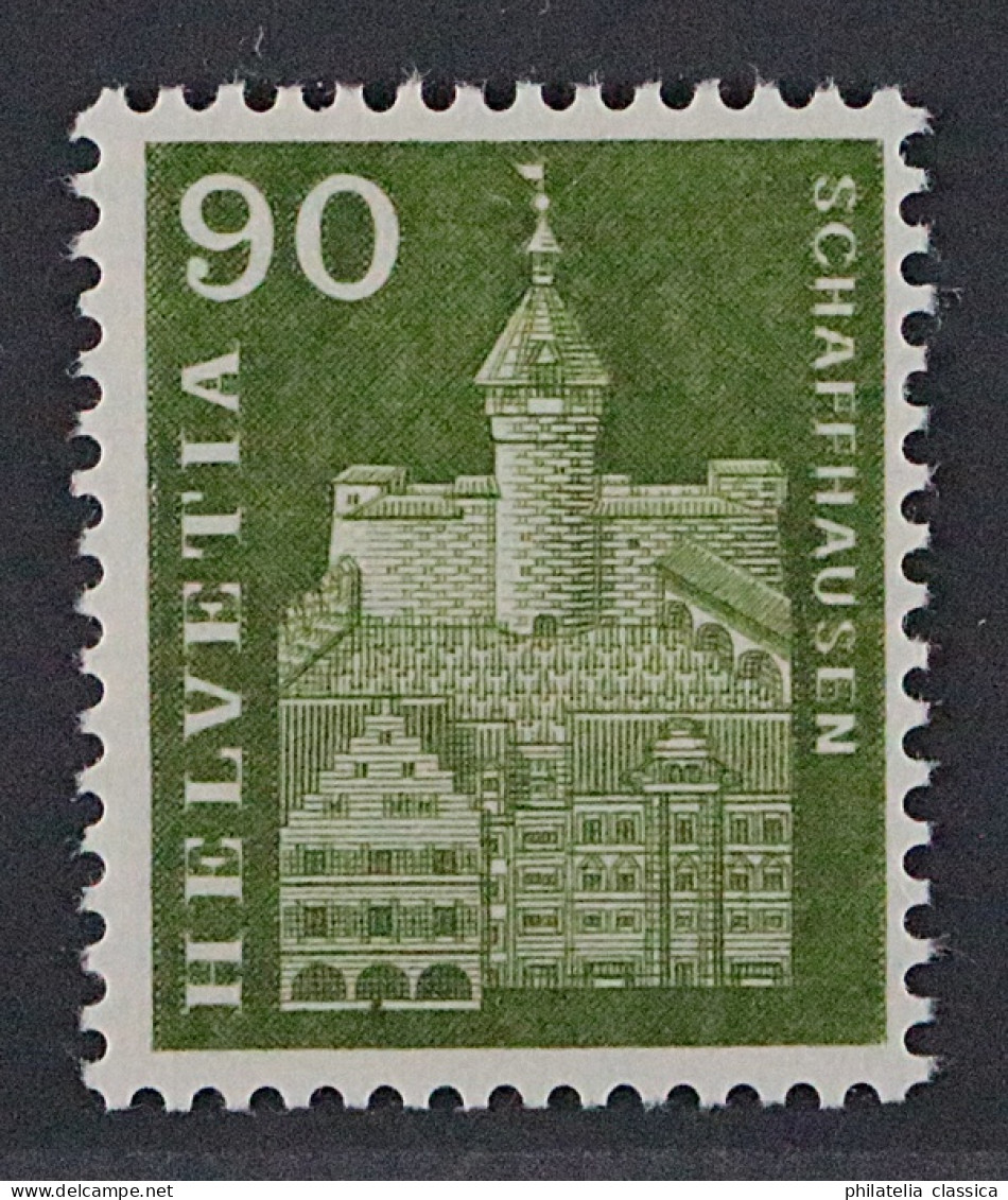 Schweiz 709 DP ** 90 Rp. Munot Mit DOPPELPRÄGUNG, Postfrisch, Geprüft KW 1100,-€ - Unused Stamps