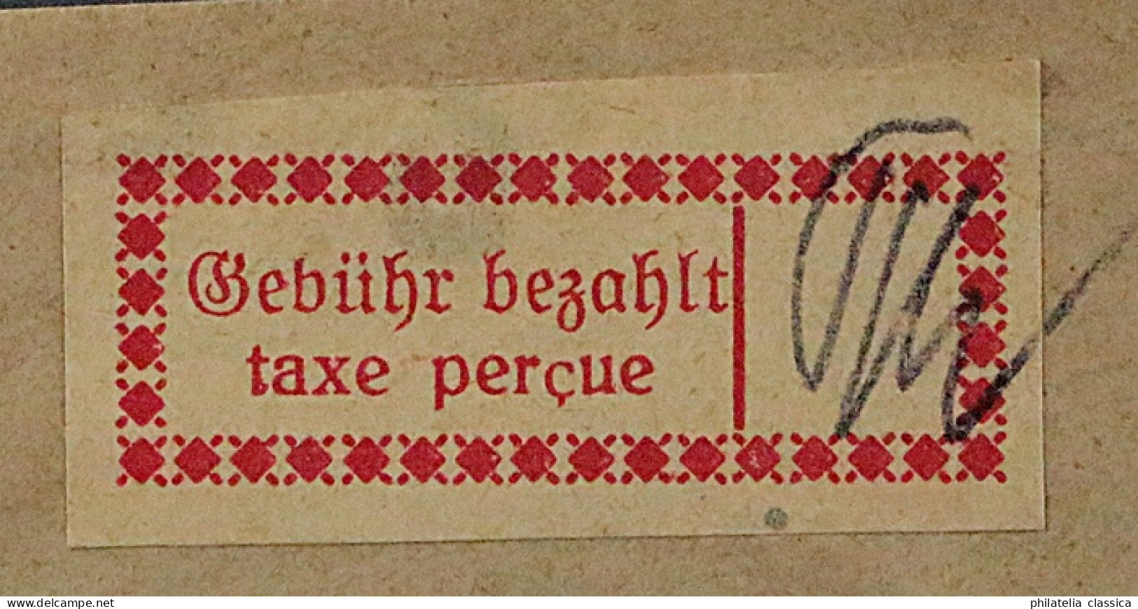 1923, HALLE OPD 1 I A, Gebührenzettel Karminrot, Einfachrahmen, Auf Brief 220,-€ - 1922-1923 Lokale Uitgaves
