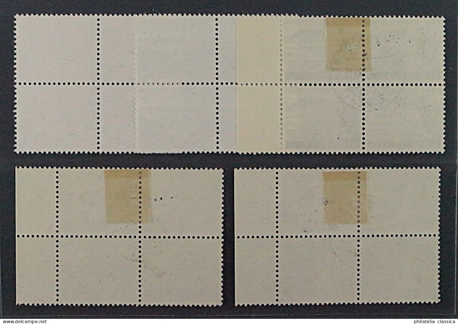SCHWEIZ, 597-601 VIERERBLOCK Patria 1954 (SBK B66-70) Zentrum-Stempel, 160,-SFr - Used Stamps