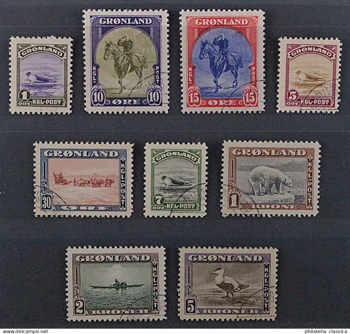 GRÖNLAND  8-16,  New Yorker Ausgabe, 9 Werte Komplett, Gestempelt, KW 220,- € - Used Stamps