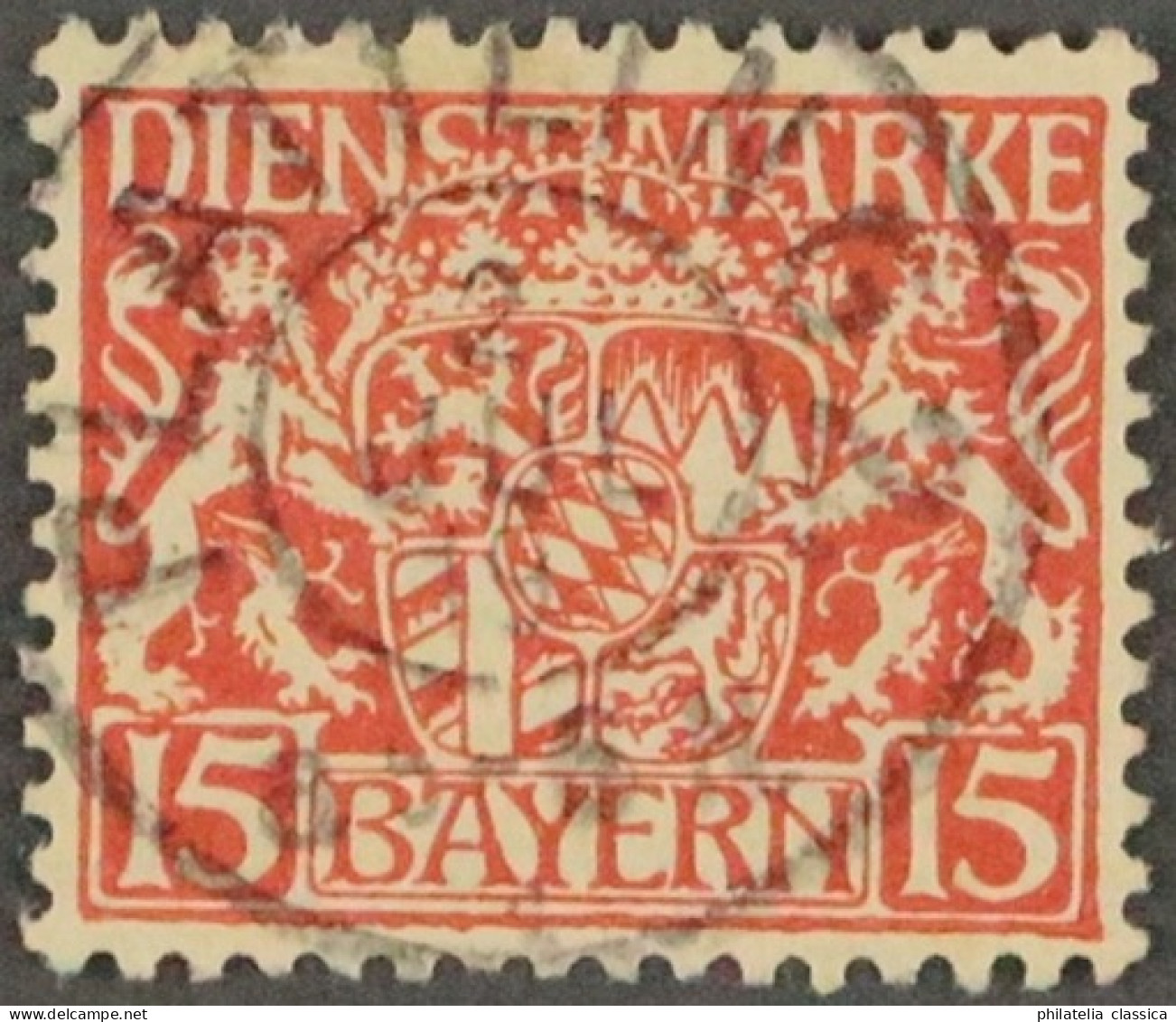 Dienstmarke  27 W,  Wappen 15 Pfg. FRIEDENSPAPIER, LUXUS, Gestempelt, KW 130,- € - Oblitérés