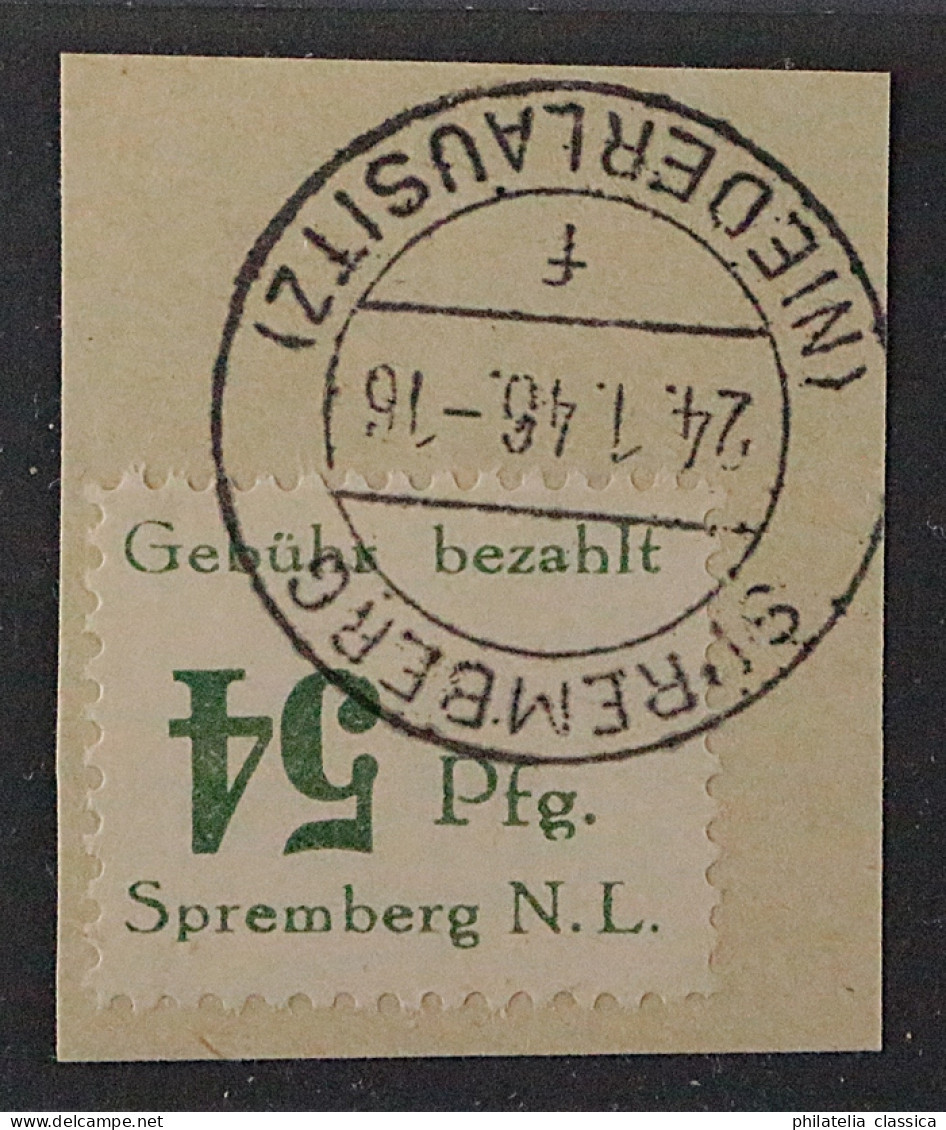 SPREMBERG  14 A K, 54 Pfg Wertziffer KOPSTEHEND, Briefstück, Geprüft KW 300,- € - Used