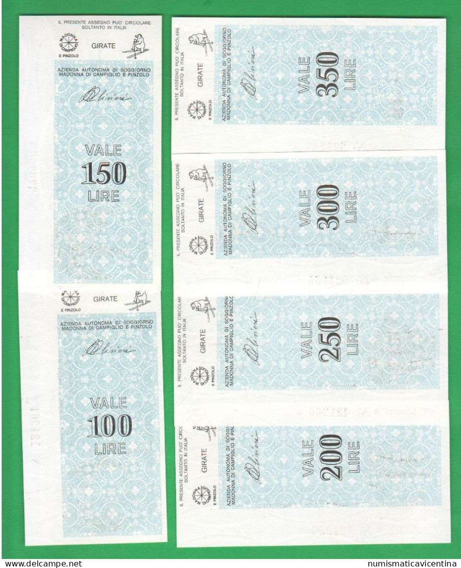 Trento Rovereto Cassa Risparmio Miniassegni 1977 X 100 150 200 250 300 350 Lire Madonna Campiglio Turistiche - [10] Assegni E Miniassegni