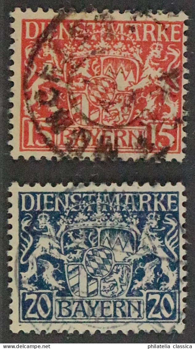 Dienstmarke  27-28 W,  Wappen 15+20 Pfg. FRIEDENSPAPIER, Geprüft KW 310,- € - Usati