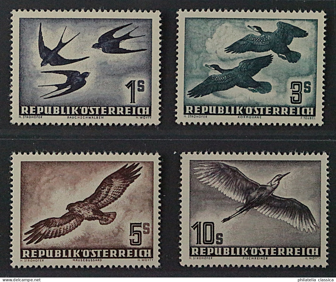 Österreich  984-87 ** Flugpost Vögel 1- 10 Sch. Komplett, Postfrisch, KW 300,- € - Ungebraucht