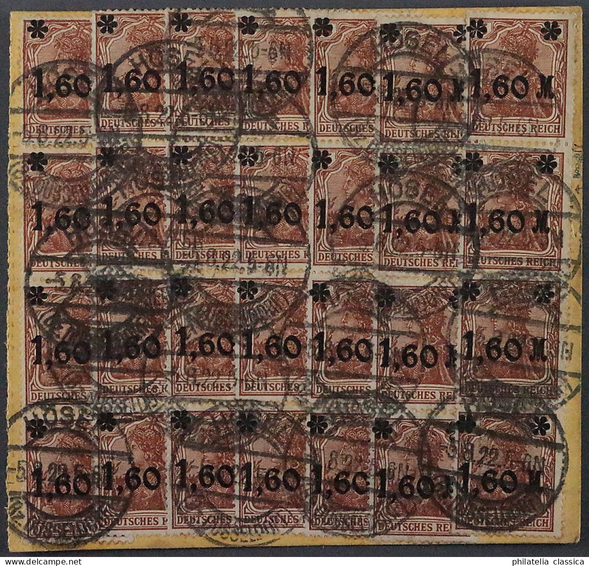 Dt. Reich  154 I PFIV, Germania PLATTENFEHLER Auf Paketkarte, Geprüft KW 800,- € - Lettres & Documents