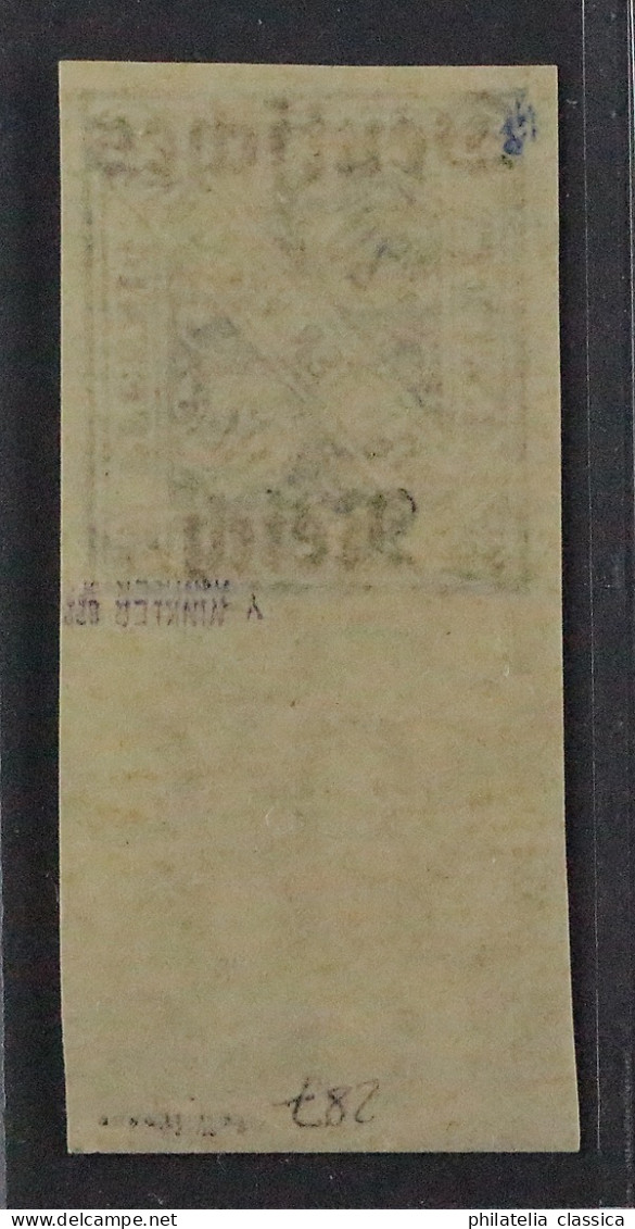 Dienstmarke  60 YU **  20 Pfg. WZ Nur Ringe UNGEZÄHNT, LUXUS, Geprüft KW 500,- € - 1922-1923 Local Issues