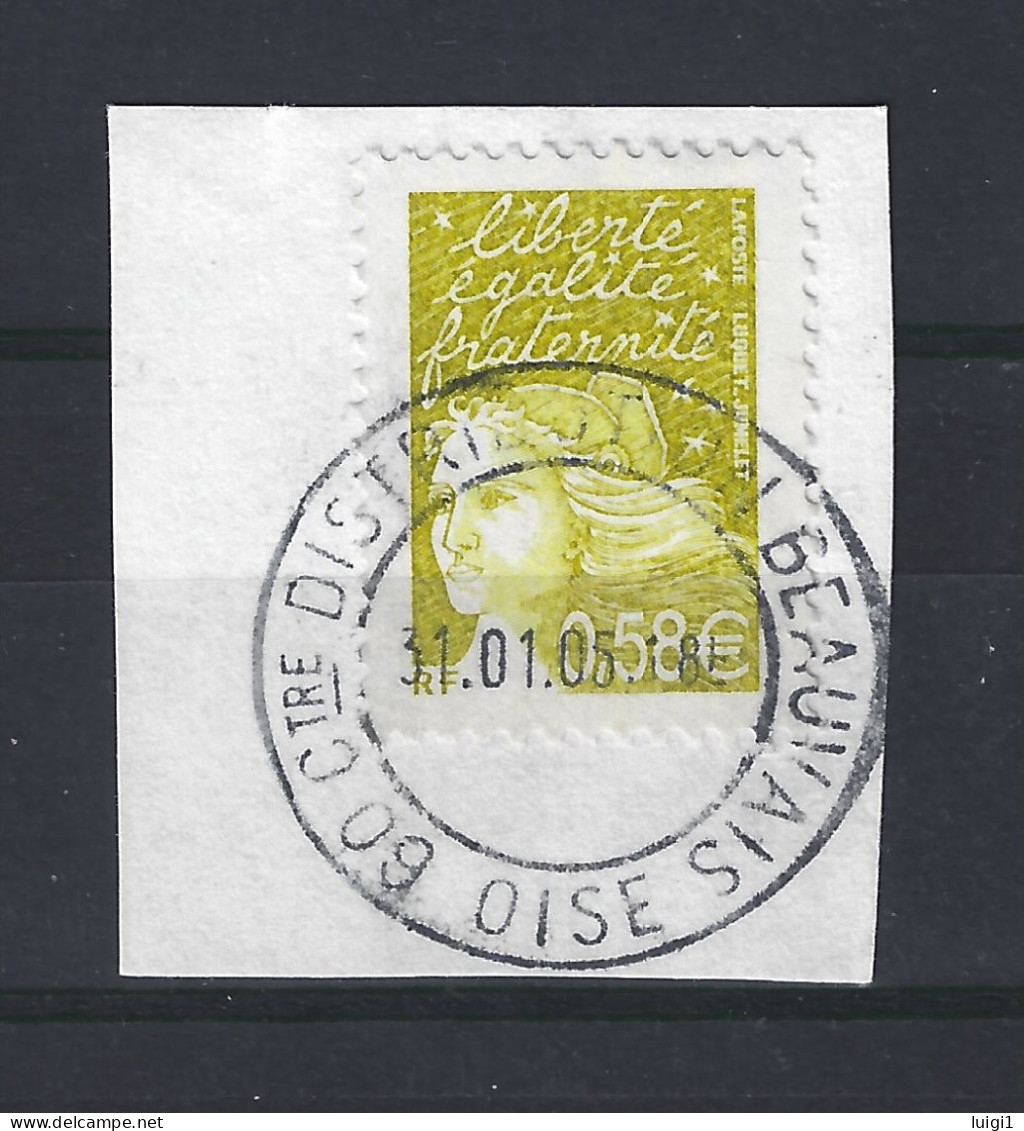 FRANCE - Marianne De LUQUET RF . Y&T N° 3570 - 0,58 € Jaune-olive. Très Belle Oblitération Sur Fragment. TB - 1997-2004 Marianne (14. Juli)