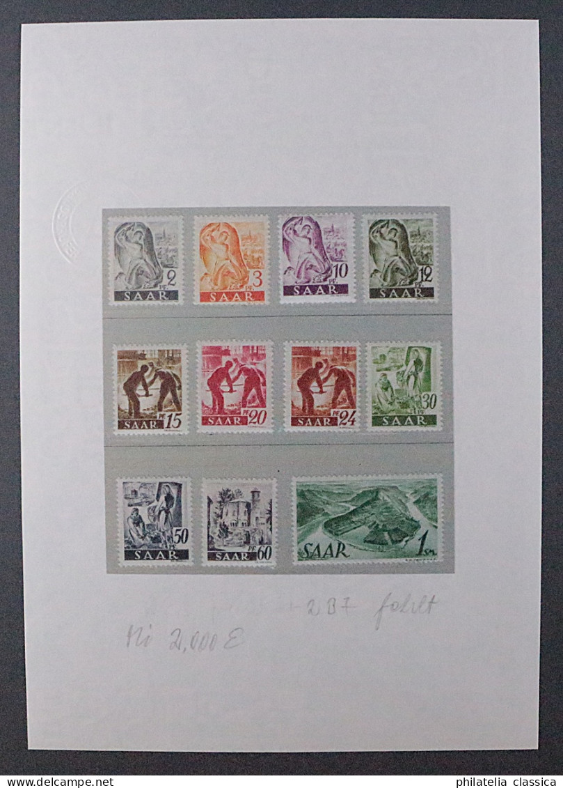 SAARLAND 226-238 II FA ** NEUAUFLAGE Fast Kpl. Postfrisch, Fotoattest KW 2000,-€ - Unused Stamps