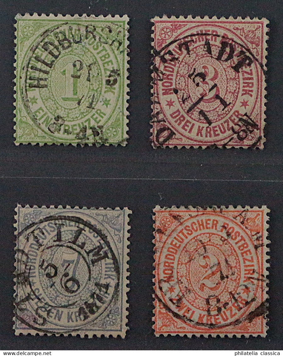 1869, NORDDEUTSCHER BUND (NDP) 19-22, 1-7 Kr. Gezähnt, Sauber Gestempelt, 140,-€ - Usados