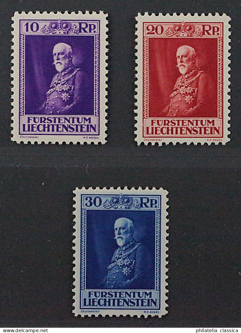 1932, LIECHTENSTEIN 122-24 ** 80. Geburtstag, Komplett, Postfrisch, 240,-€ - Ungebraucht