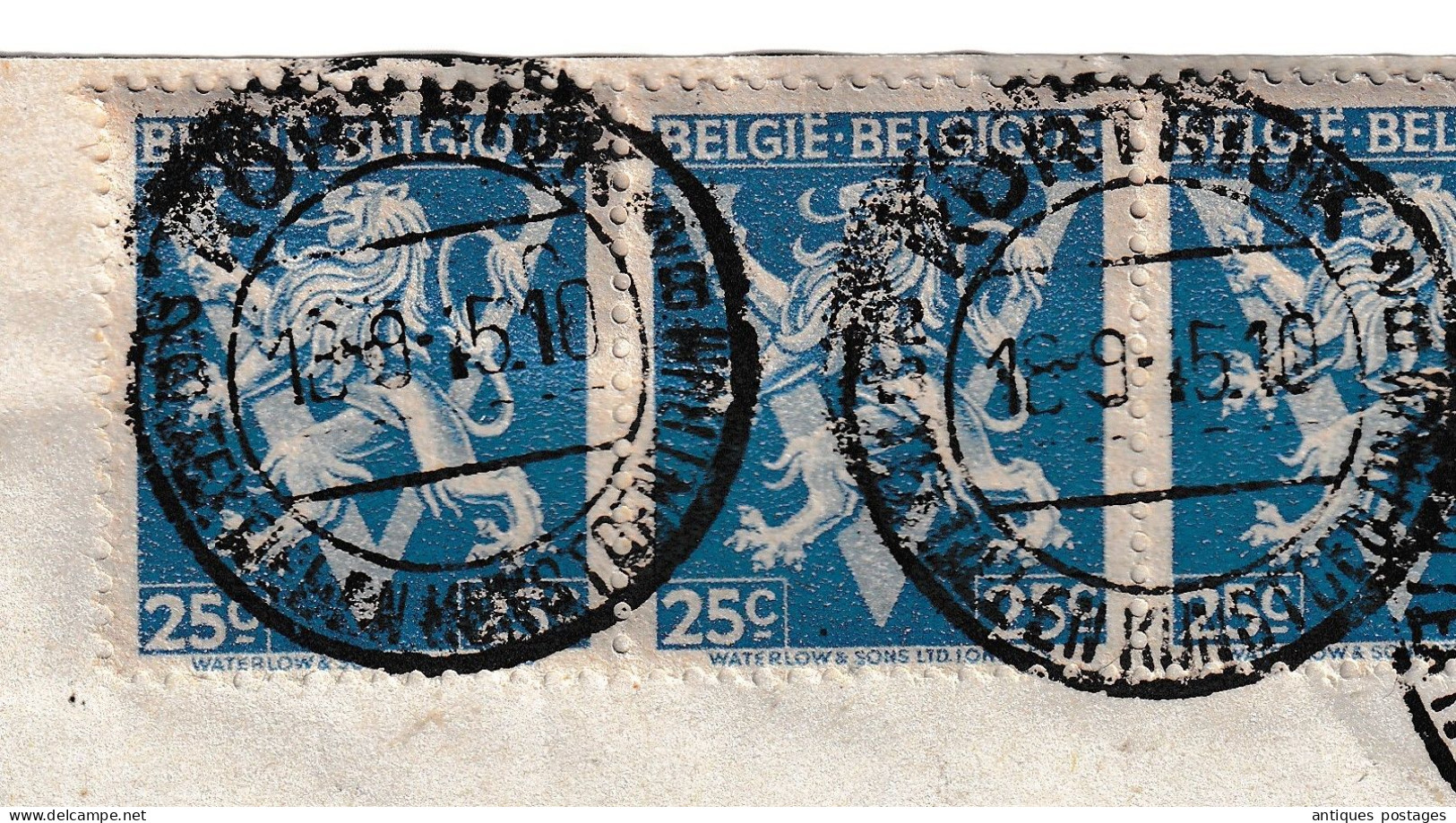 Belgique 1945 Courtrai Kortrijk Mulleman Atelier Moderne Prothèses Appareils Orthopédie Lion Héraldique V De Victoire - Cartas & Documentos