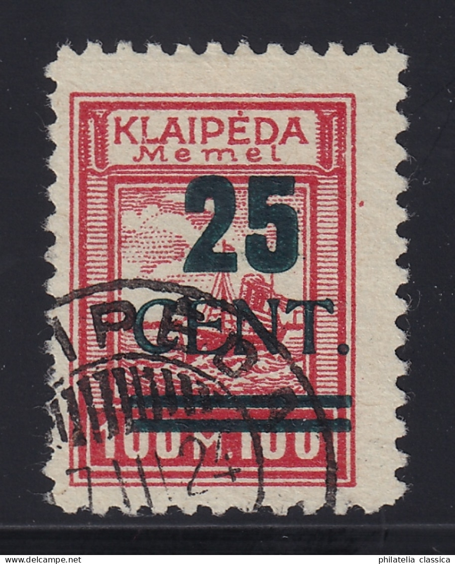 1923, MEMEL 235 I, Grüner Aufdruck 25 C., Sauber Gestempelt, Fotoattest 1500,-€ - Memelland 1923