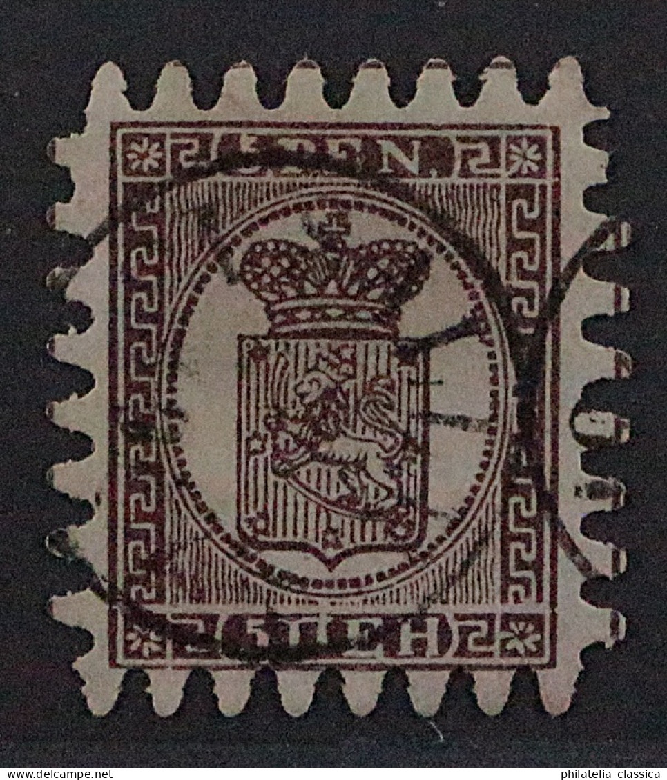 1866, FINNLAND 5 C X, Wappen 5 P. Gestreiftes Papier, Sauber Gestempelt, 250,-€ - Gebruikt