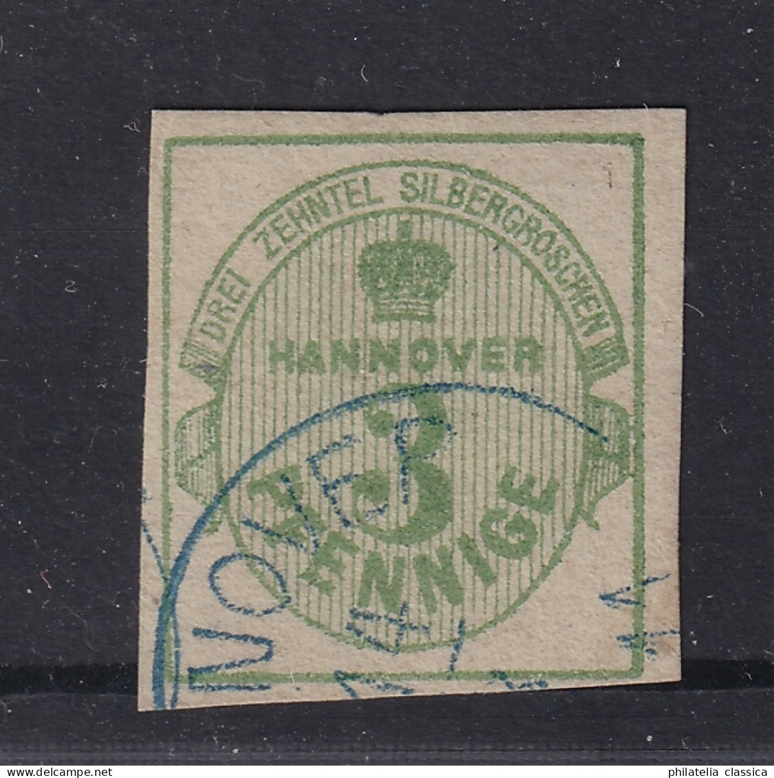 HANNOVER 20, 1863, 3 Pfg. Grün, Sauber Gestempelt, Fotoattest BPP, KW 1200,- € - Hannover