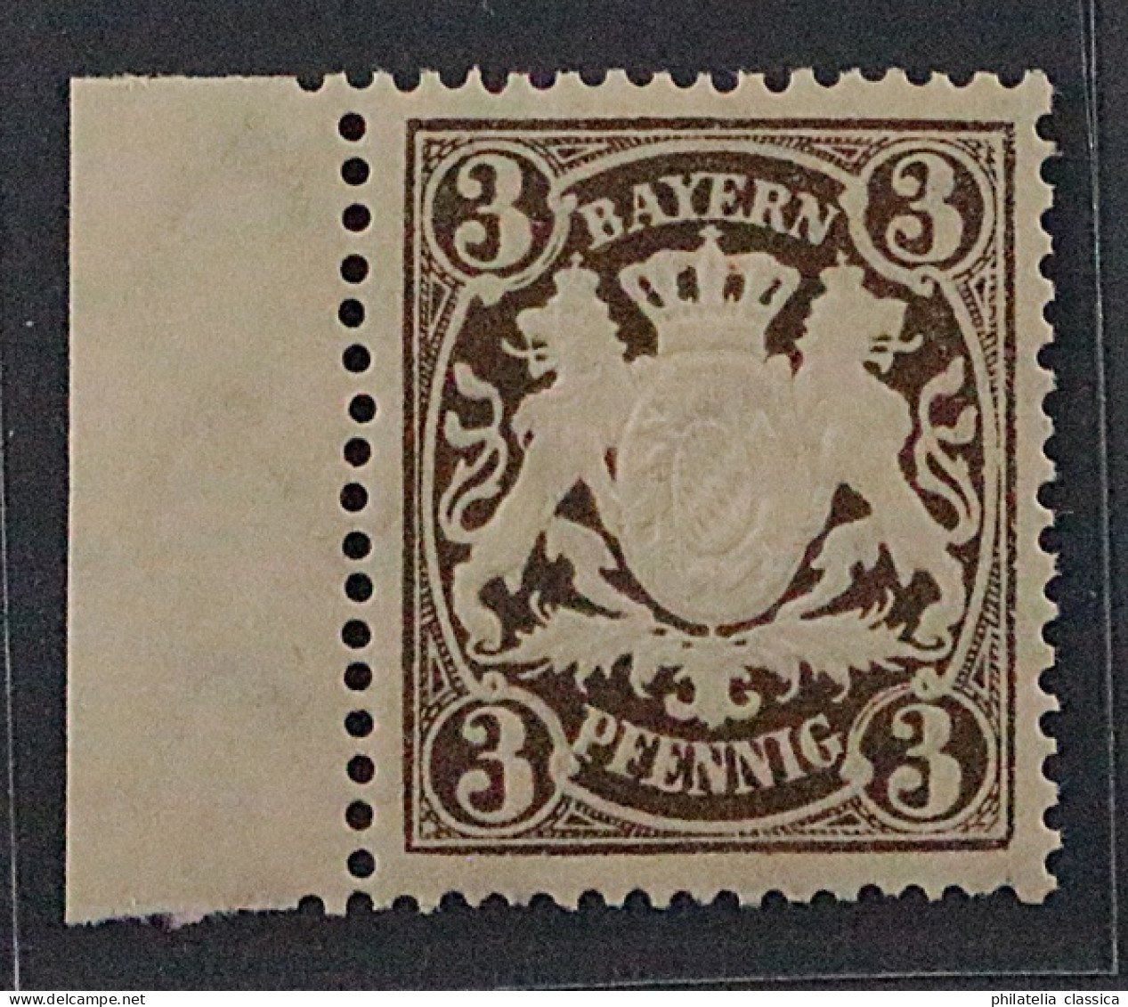 BAYERN 60 X B ** 3 Pfg. Rotliches Papier Gute FARBE, Postfrisch, Geprüft 90,-€ - Neufs