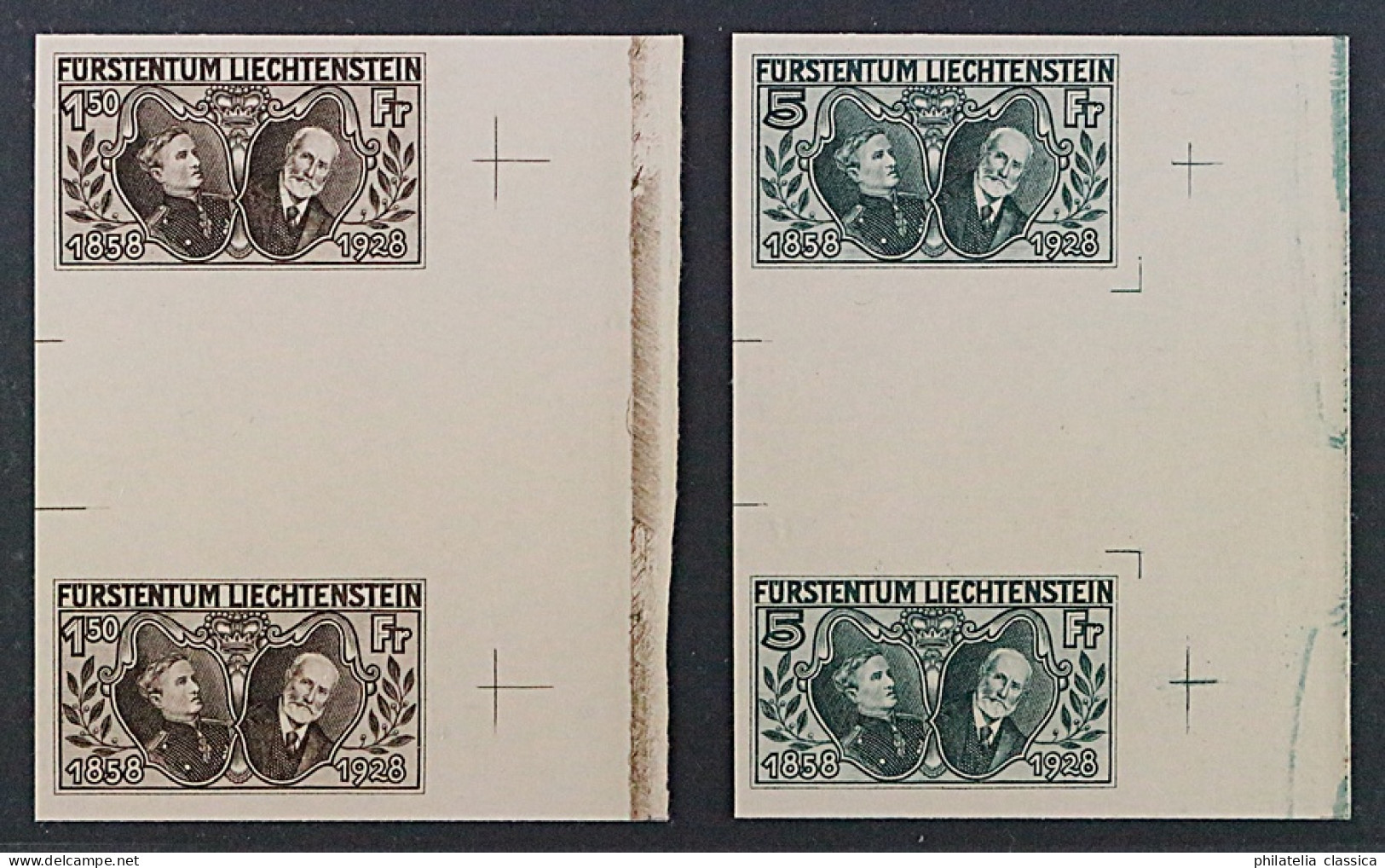 Liechtenstein  86+89 P1 (*)  UNGEZÄHNTE ZWISCHENSTEG-PAARE, EXTREM SELTEN - Unused Stamps