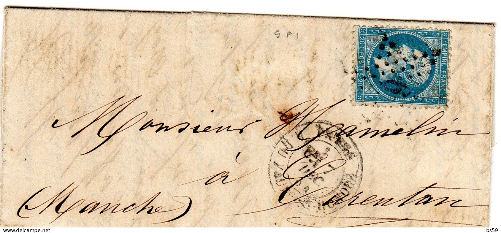 Paris - LAC Affr N° 22 Obl Etoile 9P1 Tàd R Du Faubg St Honoré - 1849-1876: Classic Period