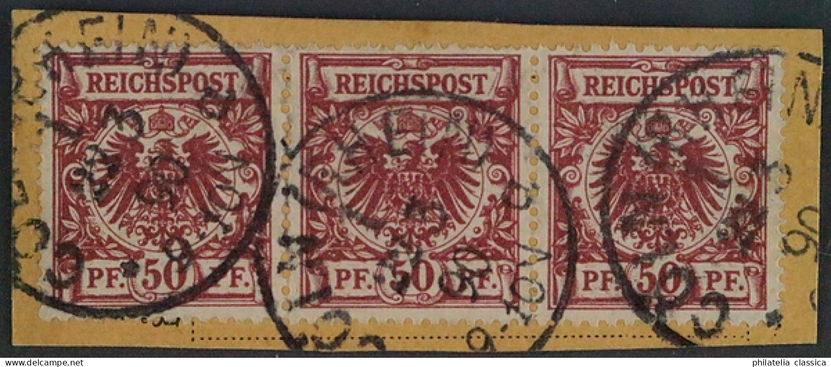 Deutsches Reich 50 A, Adler 50 Pfg. FEUERROT, DREIERSTREIFEN, Geprüft KW 300,- € - Used Stamps