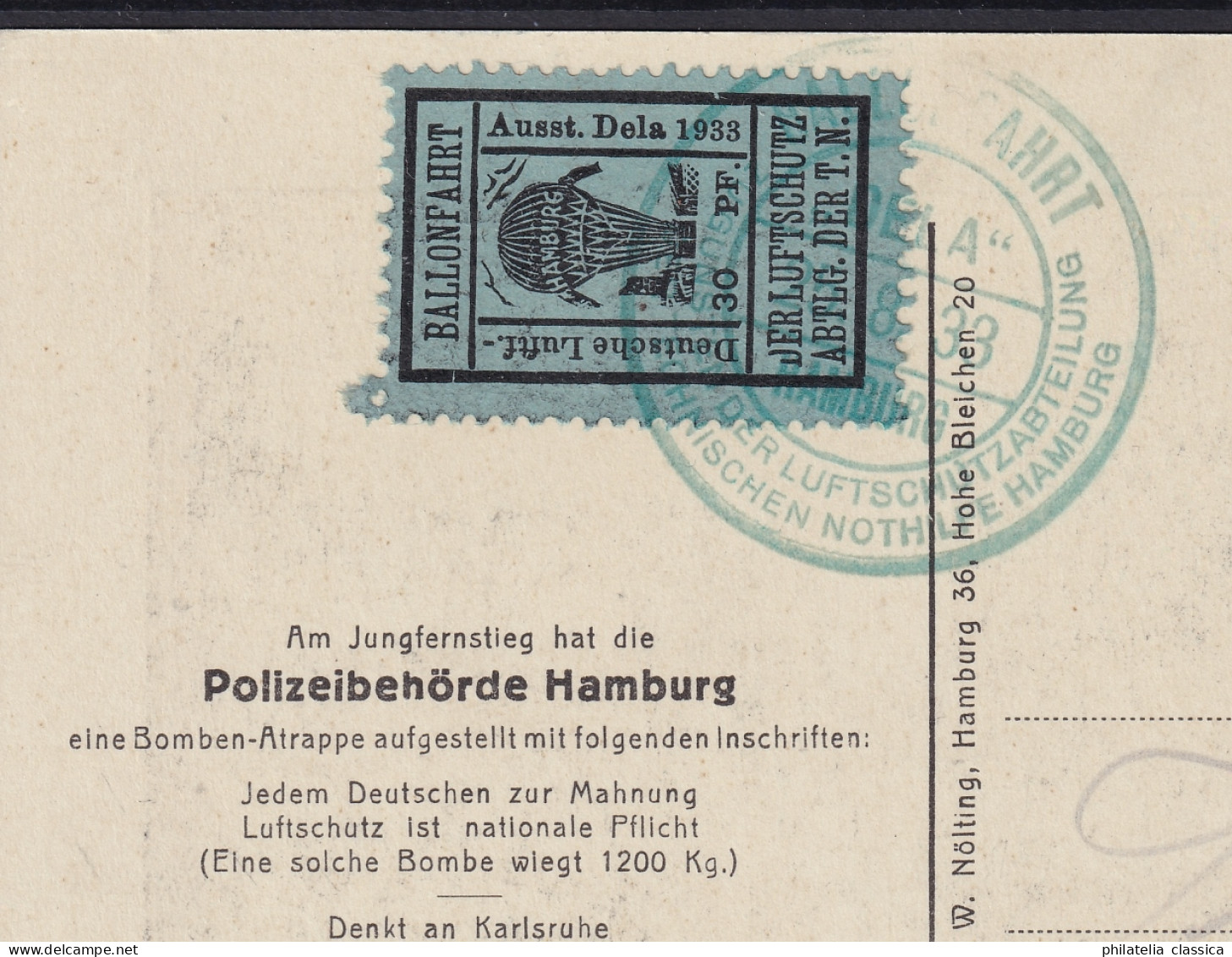 FLUGMARKE 21 C I, 30 Pfg. Mit PLATTENFEHLER, Auf Ballon-Karte, Geprüft 1400,-€ - Emisiones De Necesidad Zona Británica