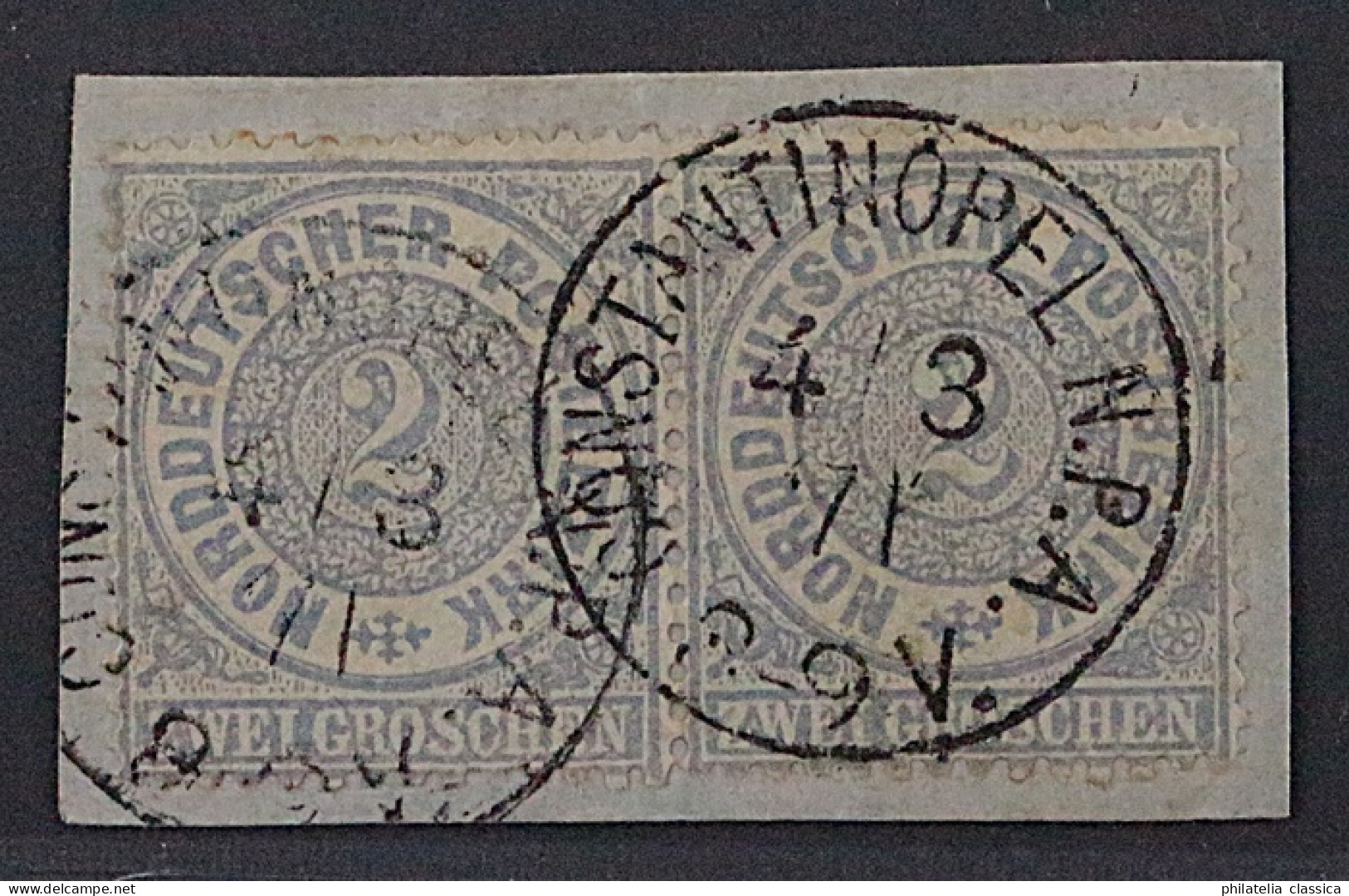 1871, Dt.Post TÜRKEI VORLÄUFER NV 17, 2 Gr. Paar Auf Briefstück, Geprüft 700,-€ - Turquia (oficinas)