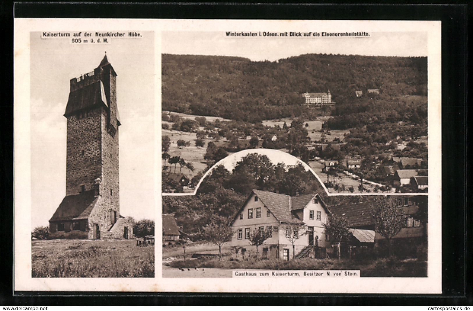 AK Winterkasten I. Odenw., Gasthaus Zum Kaiserturm, Blick Zur Eleonorenheilstätte, Kaiserturm Auf Der Neunkircher Hö  - Autres & Non Classés