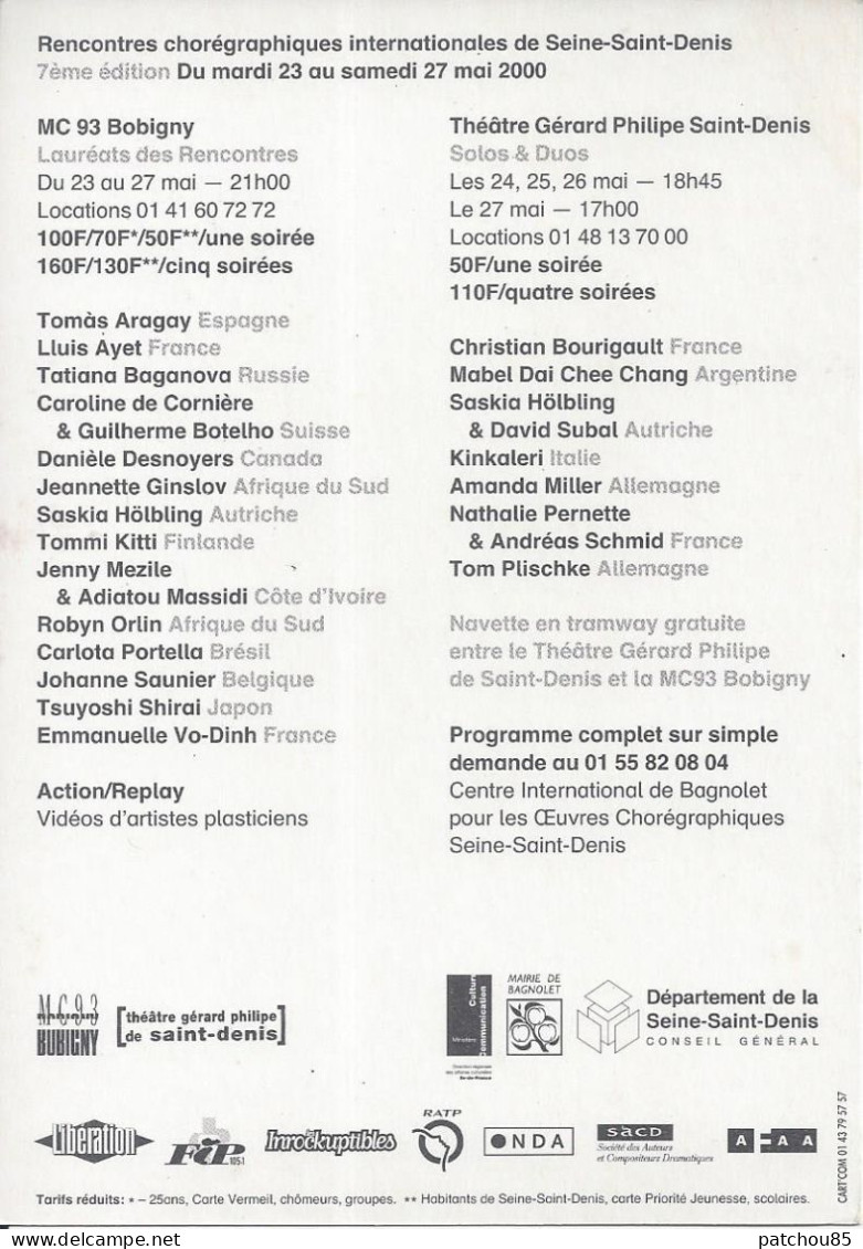 Flyer  Rencontres Chorégraphiques Internationales Seine Saint Denis  23 – 27 Mai 2000 - Altri & Non Classificati