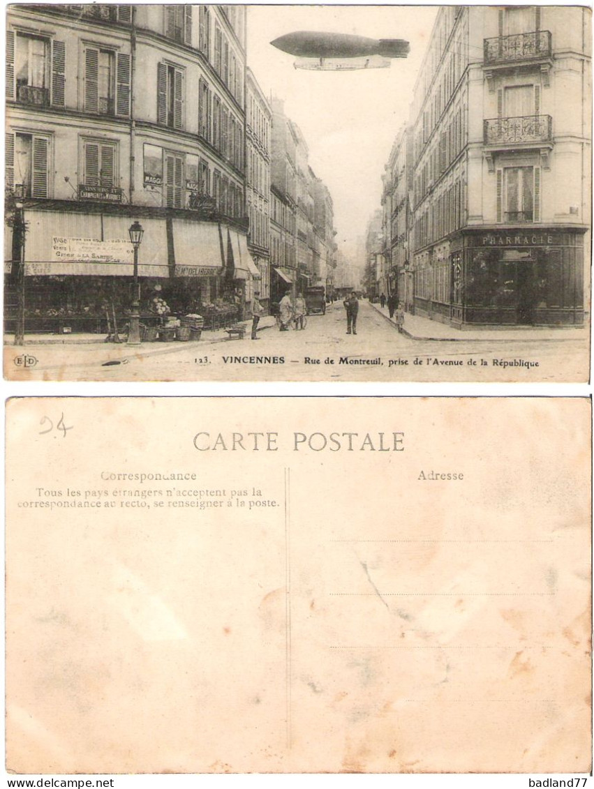 94 - VINCENNES - Rue De Montreuil, Prise De L Avenue De La République   (animée-aérostat) - Vincennes