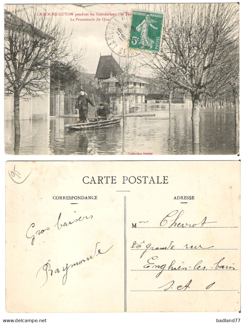 95 - LA ROCHE-GUYON - Pendant Les Inondations (1ere Février 1910) - La Promenade Du Quai  - La Roche Guyon