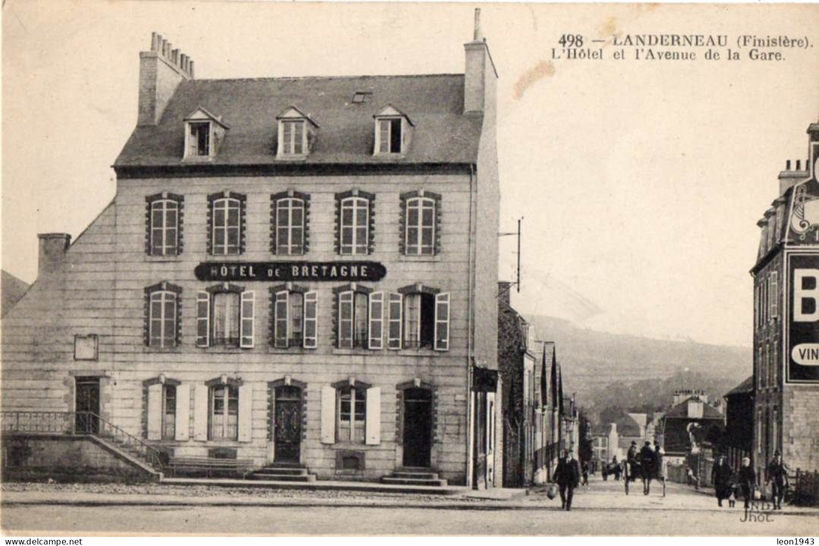 14158-LE-29-LANDERNEAU-L' Hôtel Et L' Avenue De La Gare---------animée-attelage - Landerneau