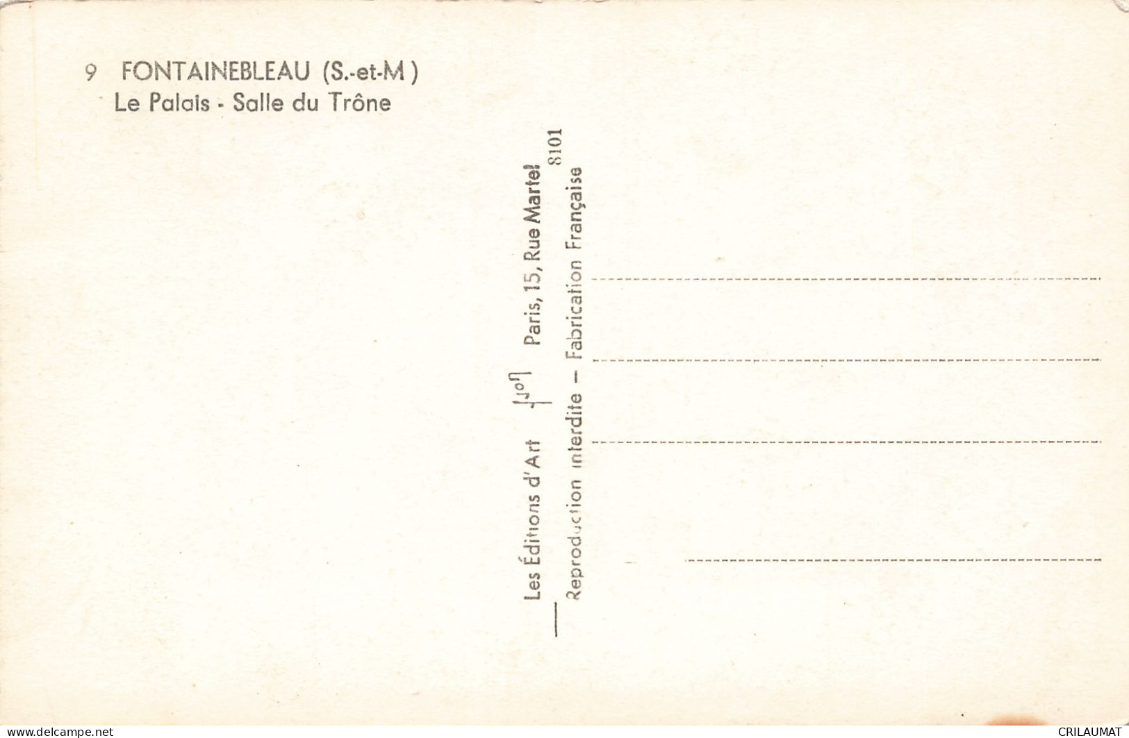 77-FONTAINEBLEAU LE PALAIS SALLE DU TRONE-N°T5268-F/0201 - Fontainebleau