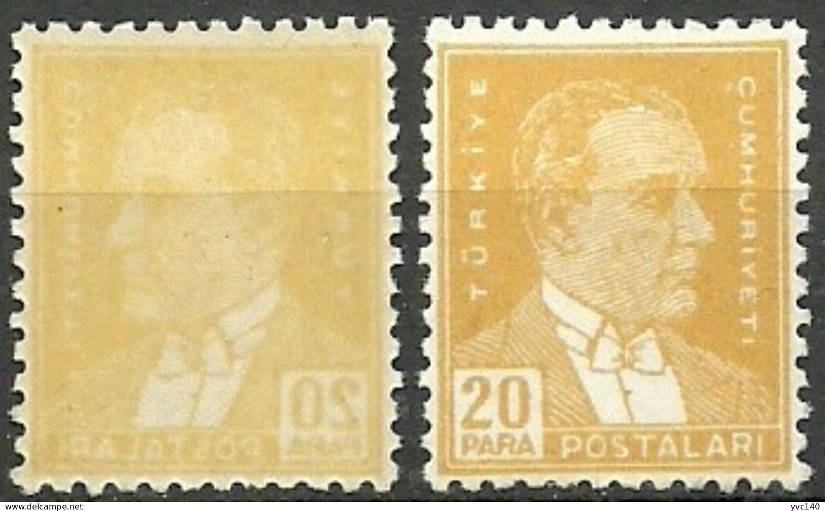 Turkey; 1955 9th Ataturk Issue 20 P. "Abklatsch" ERROR - Unused Stamps