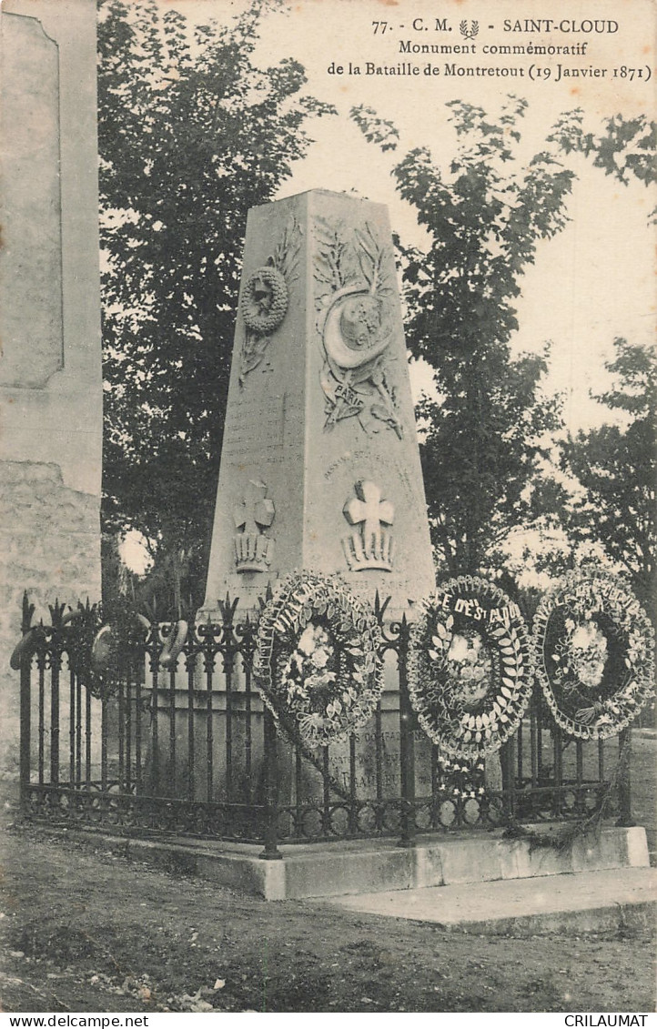 92-SAINT CLOUD MONUMENT COMMEMORATIF-N°T5269-A/0153 - Saint Cloud