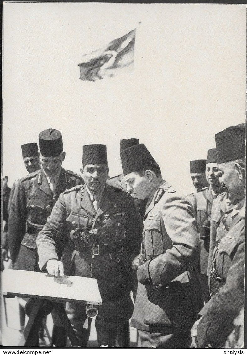 Egypt King Farouk I Army Military Maneuvers Suez Canal Old Card 1938. - Suez