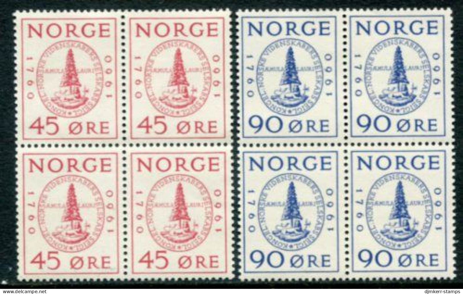 NORWAY 1960 Bicentenary Of Royal Scientific Society Blocks Of 4 MNH / **.  Michel 440-41 - Nuevos