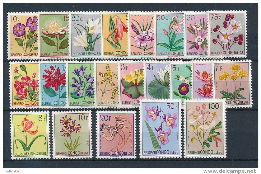 Belgian Congo - 302/323 - 295/316 - 263/284 - Flowers - 22 Values - MH - Unused Stamps