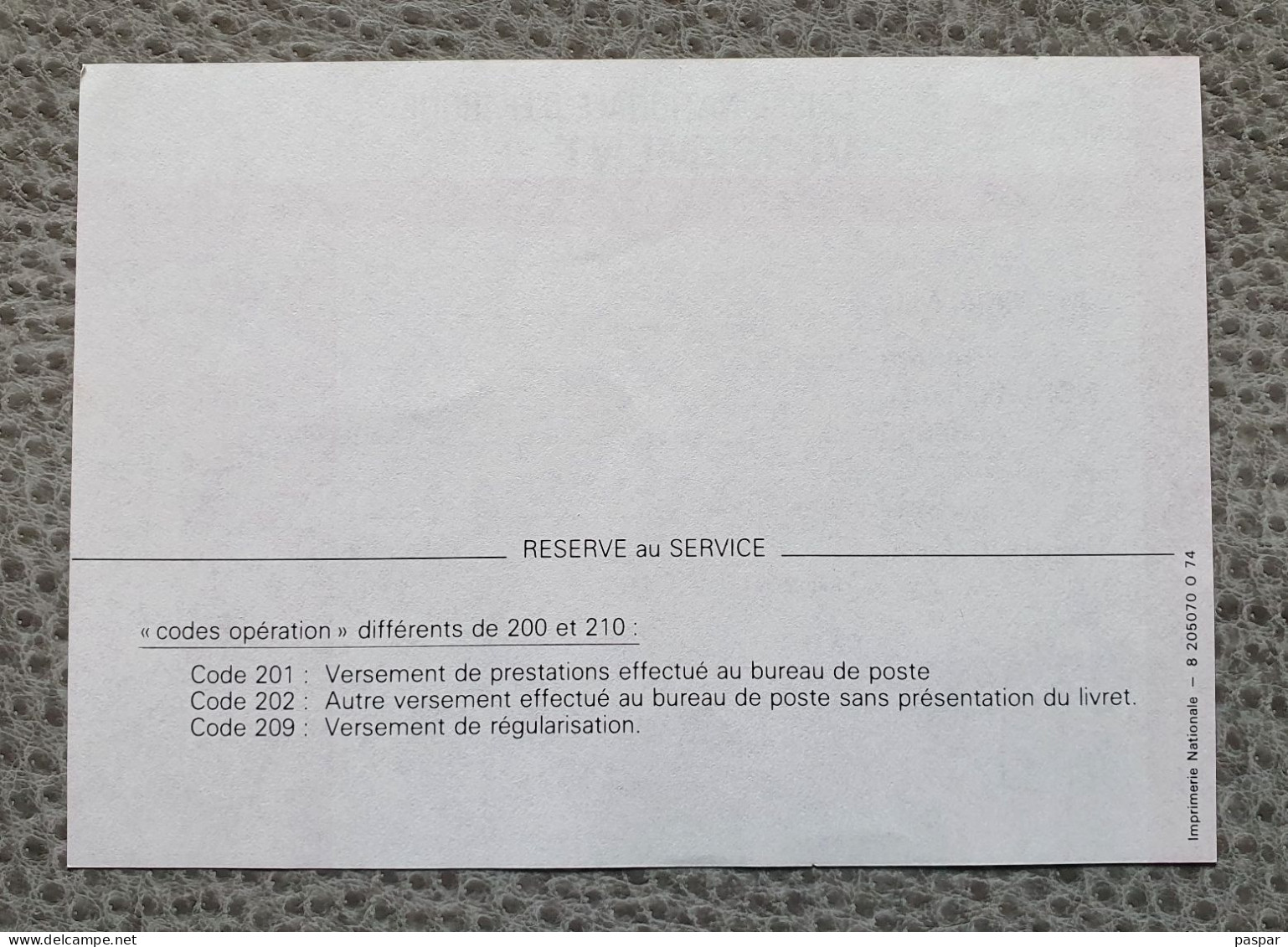 Formulaire CNE 2  Versement Caisse Nationale D'Epargne Poste France - Documentos Del Correo