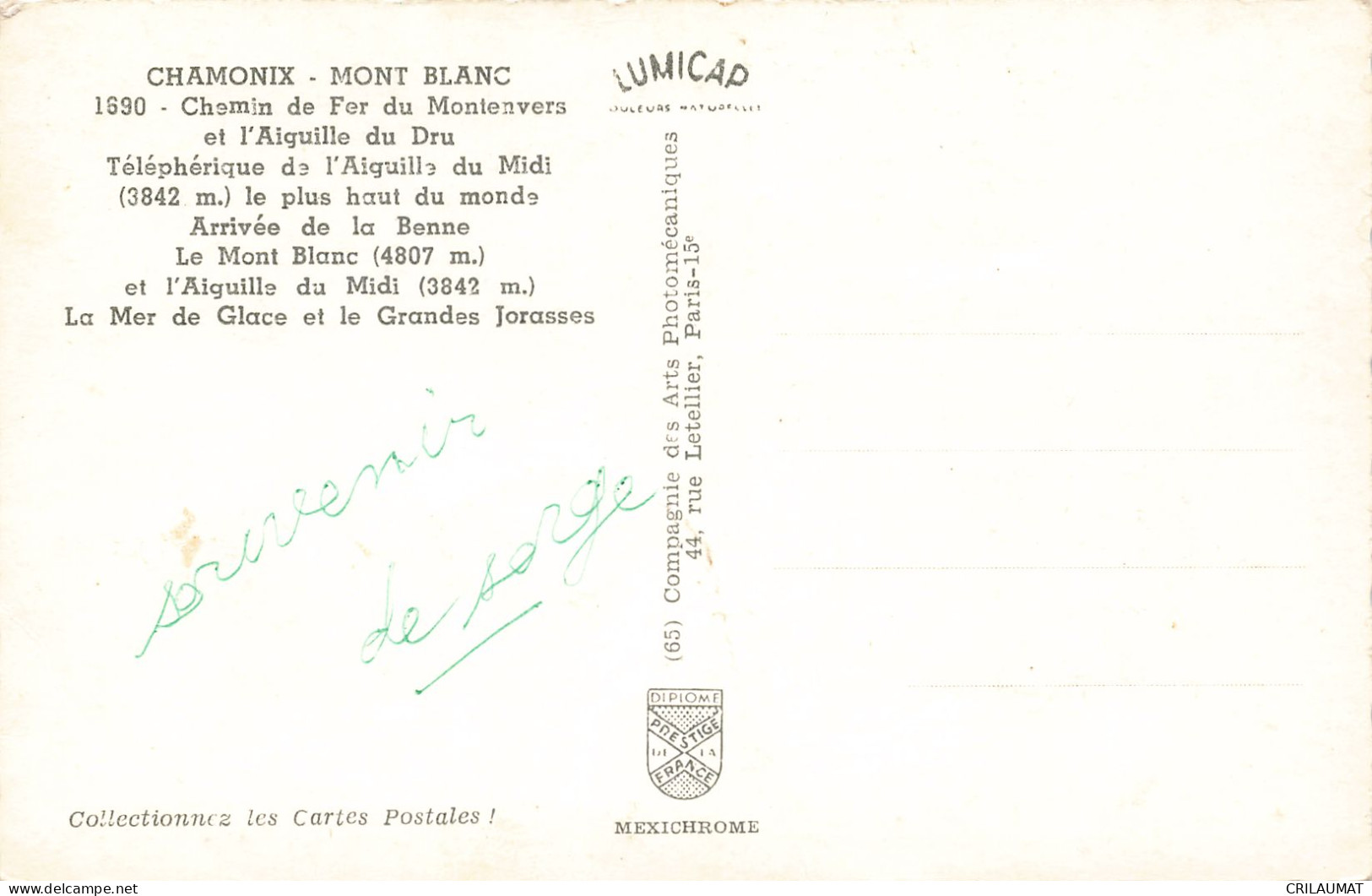 74-CHAMONIX MONT BLANC CHEMIN DE FER DU MONTENVERS-N°T5270-E/0129 - Chamonix-Mont-Blanc