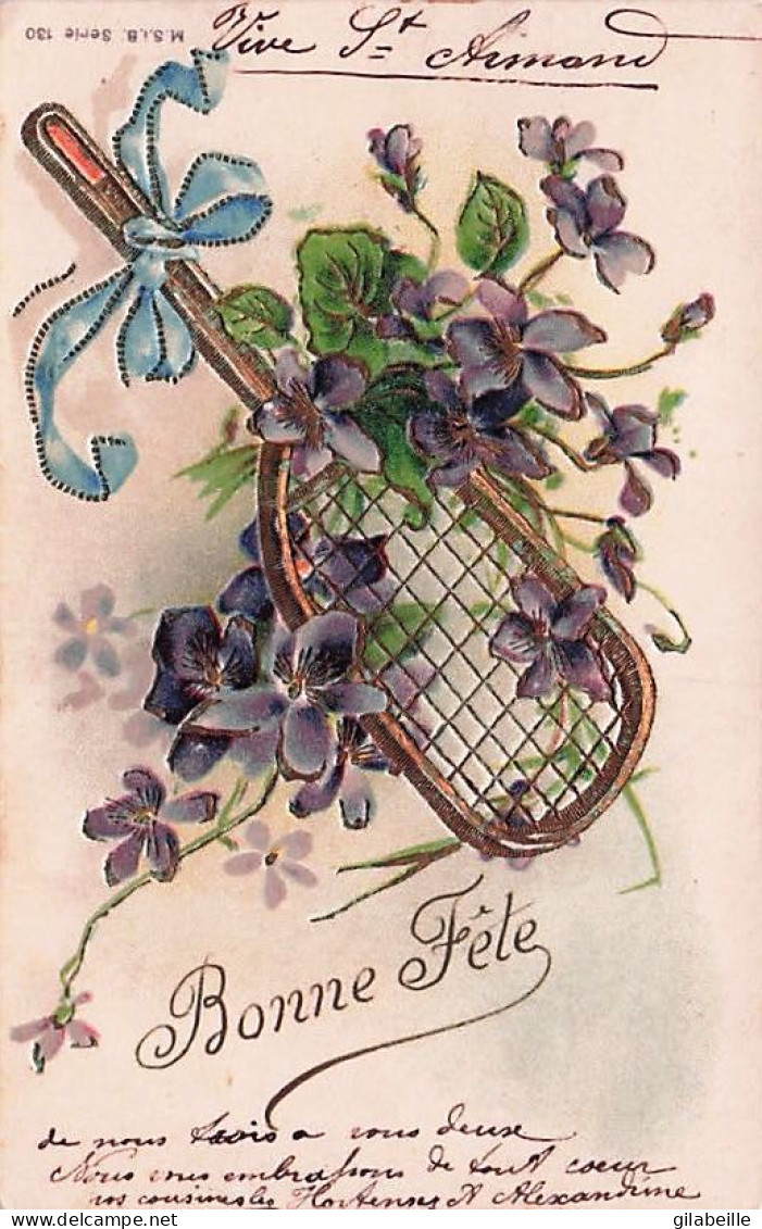 TENNIS - Bonne Fete - Carte Gauffrée 1903 - Other & Unclassified