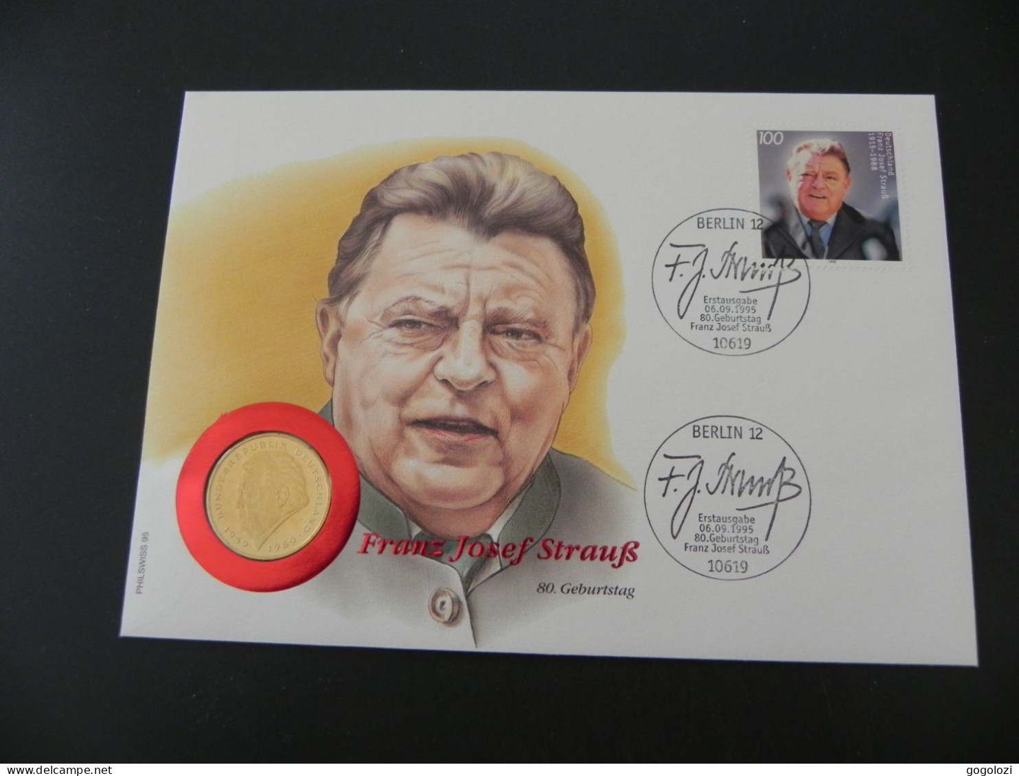 Deutschland Germany 2 Mark 1994 F - Numis Letter Franz Josef STrauss 1995 - 2 Marchi