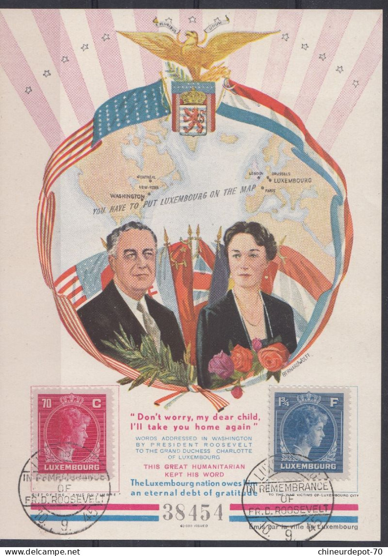 VICTIMS OF LUXEMBOURG PRESIDENT ROOSEVELT TO THE GRAND DUCHESS CHARLOTTE - Covers & Documents