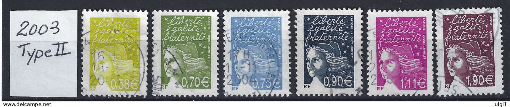 FRANCE - Marianne De LUQUET RF . Y&T N° 3570 à 3575. Type II. Belles Oblitérations. TB - 1997-2004 Marianna Del 14 Luglio